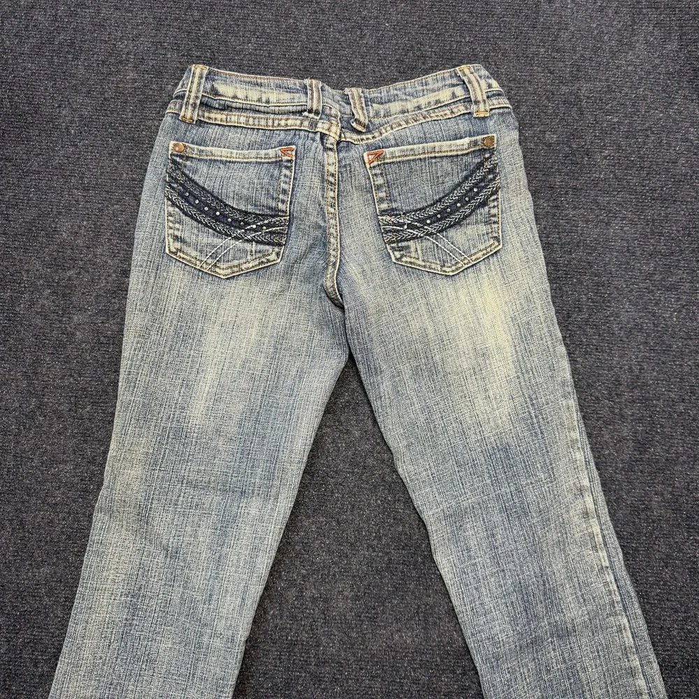 Y2K No Boundaries Skinny Jeans Juniors 3 Blue Embroidered Studded Stretch Denim
